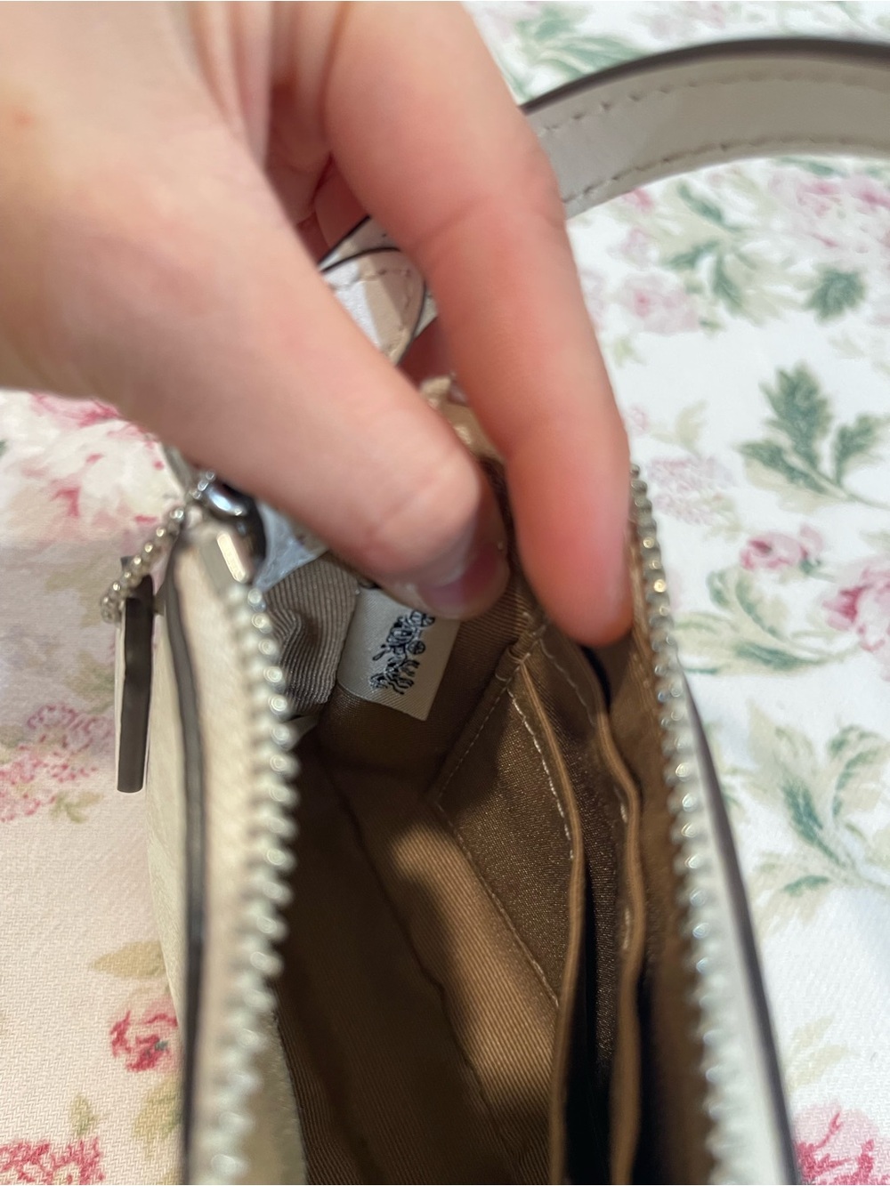 Coach Cream Signature Mini Shoulder Bag with Silver Hardware - Picture 4 of 5